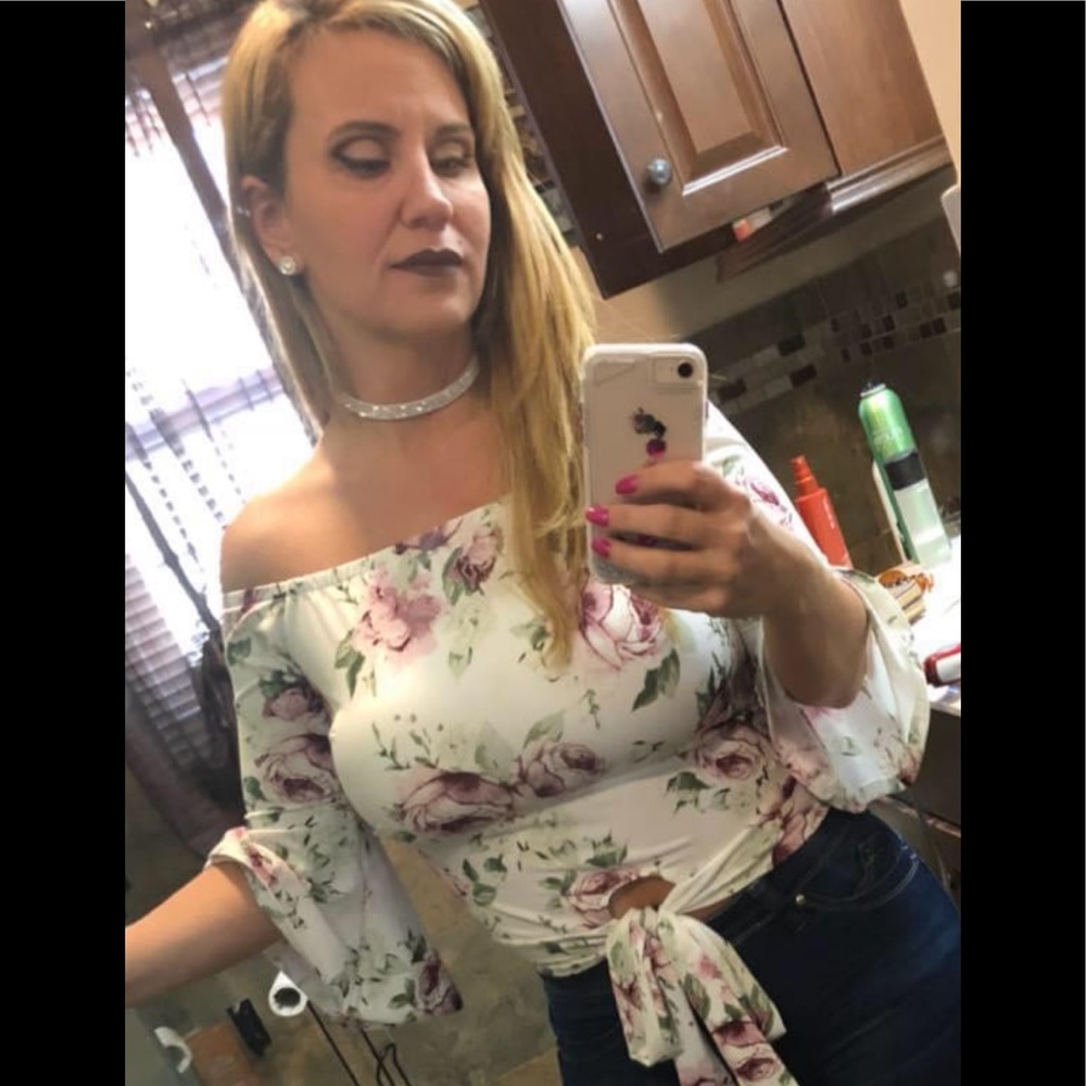 Off shoulder floral blouse